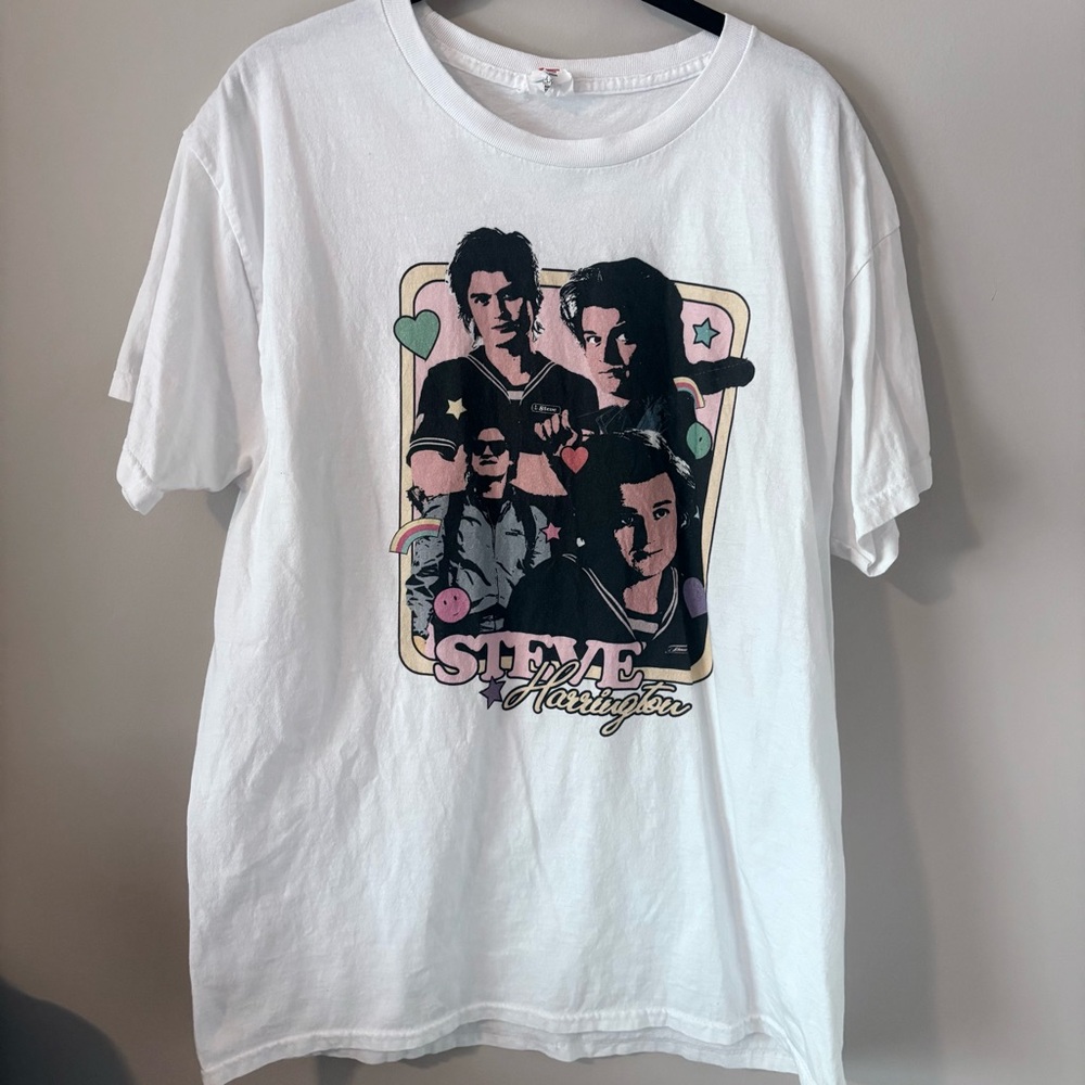 Mustard Yard Press | ST Inspired Pastel 80’s Steve Stranger Hair Shirt Large